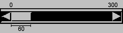 Image shows horizontal slider with starting range of 0 and ending range
of 300. The slider thumb is labeled 60.